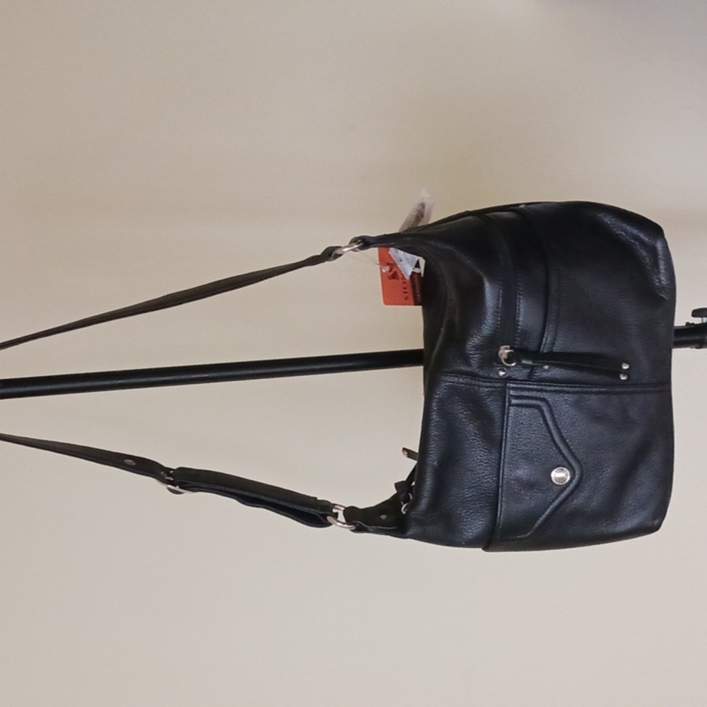 Black Leather Shoulder Bag   NWT